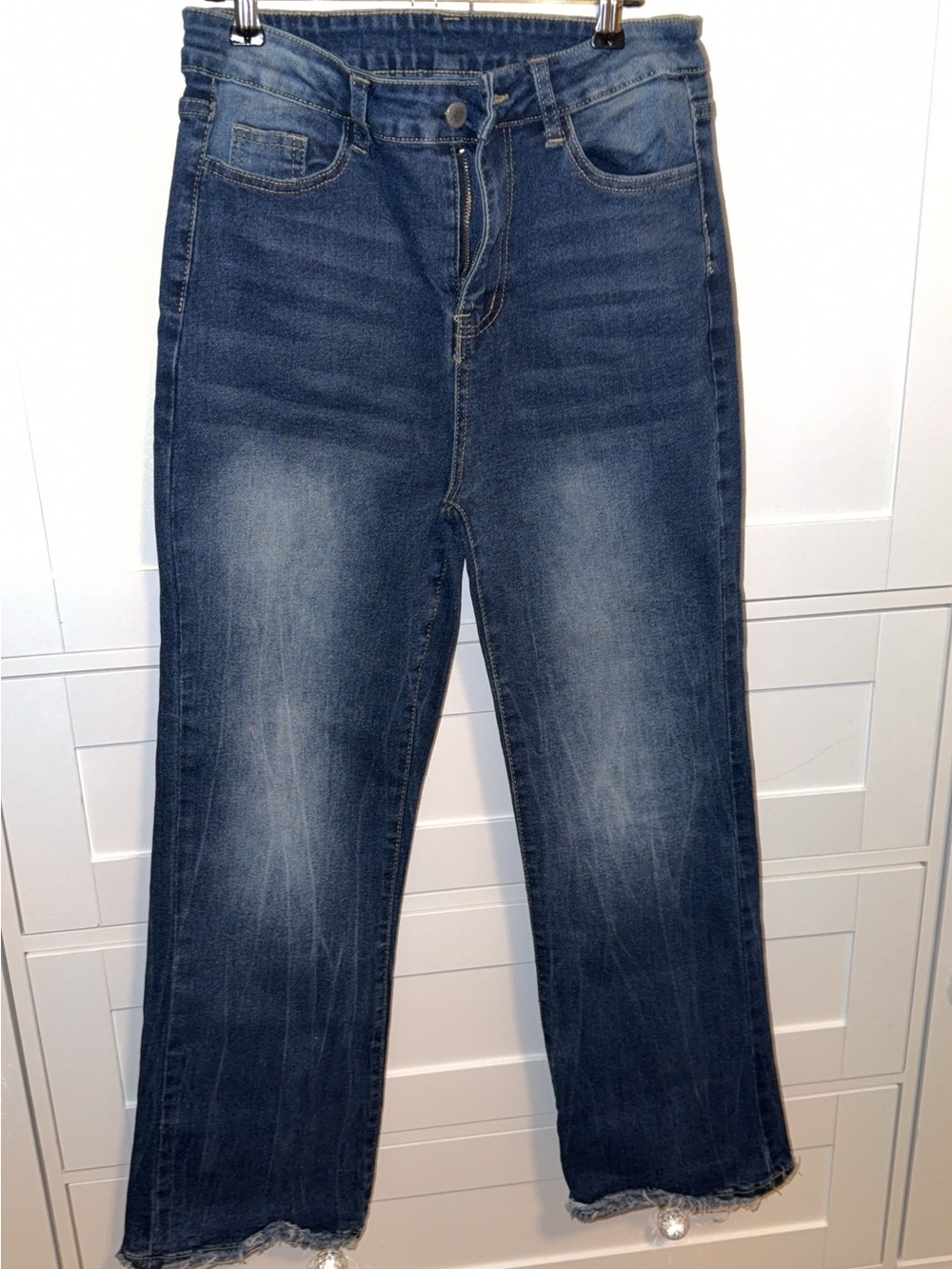 SHEIN Women's Washed Blue Wide-Leg Jeans